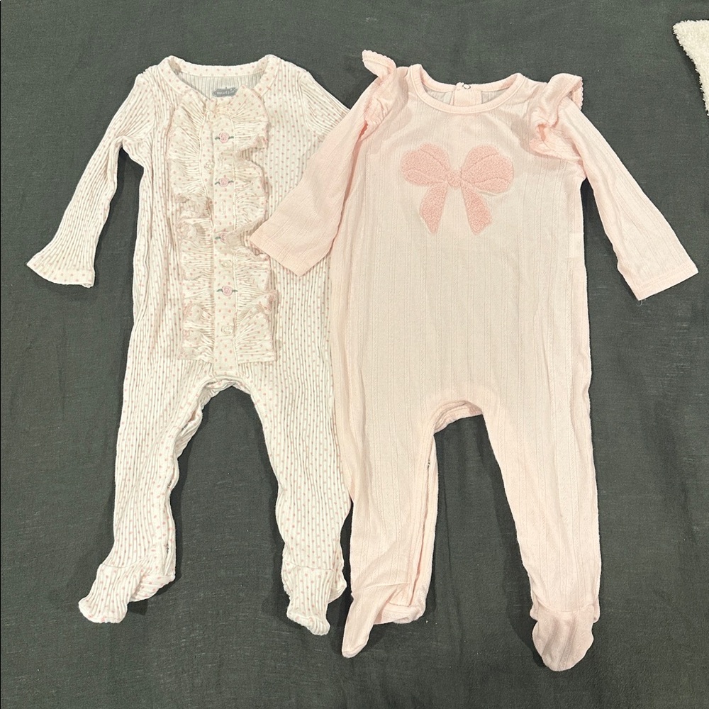 Mud Pie Pink Baby Onesie Set